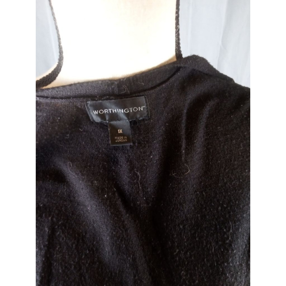 Women's Worthington Black Open Front Cardigan Sweater Plus Size 1X - Picture 4 of 4